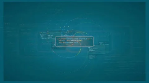 Abstract Digital Background with Scrolling Computer Code and Glowing Data Stock Footage 339971866
