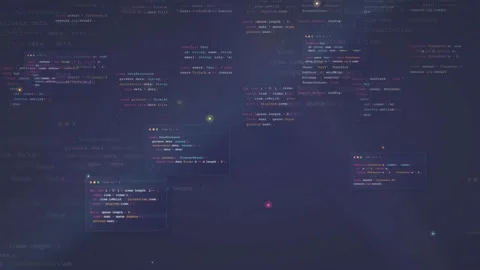 Abstract Digital Background with Scrolling Computer Code and Data Streams on Stock Footage 339972303