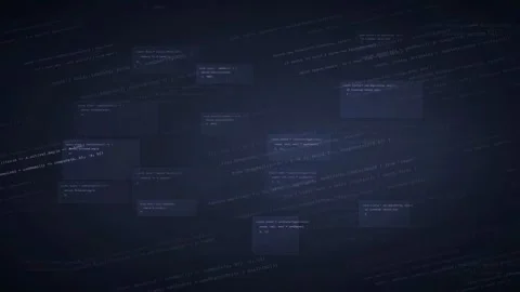 Abstract Digital Background with Scrolling Computer Code and Data Streams on Stock Footage 339973949