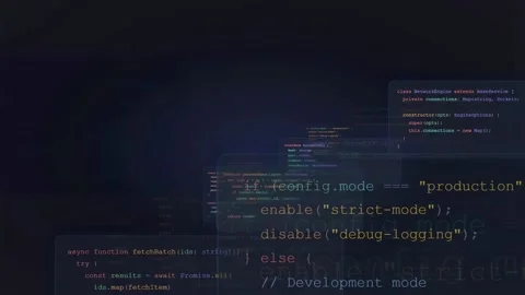 Abstract Digital Background with Scrolling Computer Code and Data Processing Stock Footage 339974269