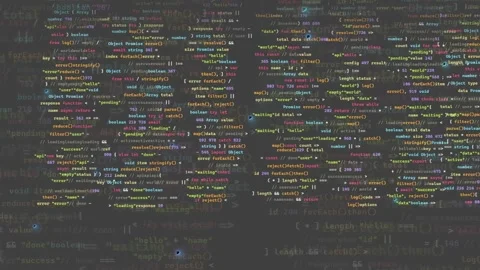 Abstract digital background with scrolling computer code and colorful syntax Stock Footage 339974408