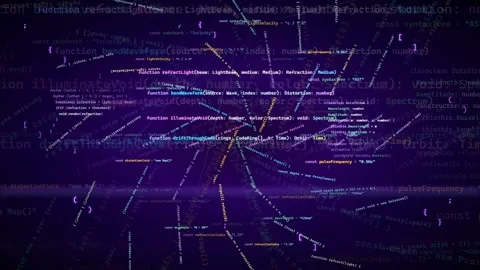 Abstract Digital Background with Scrolling Computer Code and Glowing Data Stock Footage 339974564