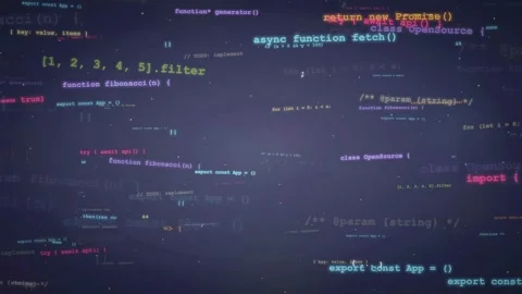Abstract digital background with scrolling computer code and glowing data Stock Footage 339975058