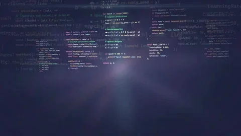 Abstract Digital Background with Scrolling Computer Code and Glowing Light Stock Footage 339975119