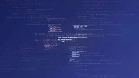 Abstract Digital Background with Scrolling Computer Code and Data Processing on Stock Footage 339975860