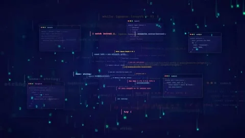 Abstract Digital Background with Scrolling Computer Code and Data Processing on Stock Footage 339976577