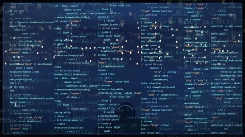 Abstract digital background with scrolling computer code and data streams on a Stock Footage 341832991