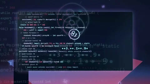 Abstract Digital Background with Scrolling Computer Code and Glowing Data Video stock 343161528
