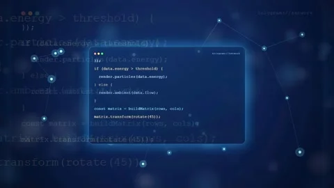 Abstract Digital Background with Scrolling Computer Code and Glowing Data Stock-Footage 343161987