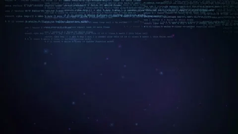 Abstract digital background with scrolling computer code and glowing particles Stock-Footage 345765594