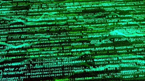 Abstract digital background with self written green data running with Matrix Video stock 155239671