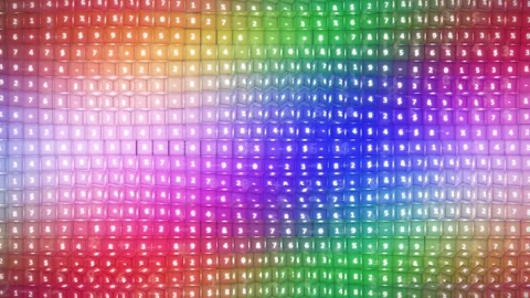 Abstract Digital Background with Shifting Rainbow Colors and Animated Grid of 库存影片 343439596