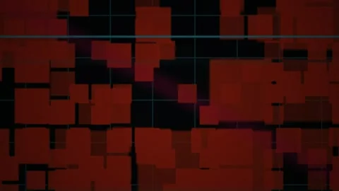 Abstract Digital Background with Shifting Red Rectangles and Grid Lines. Stock Footage 340492737