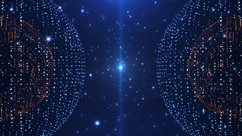 Abstract digital background with spinning futuristic particle spheres Stock Footage 282962574