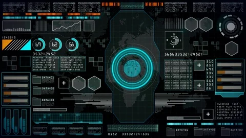 Abstract digital background, User interface head up display with digital info Stock Footage 124882407