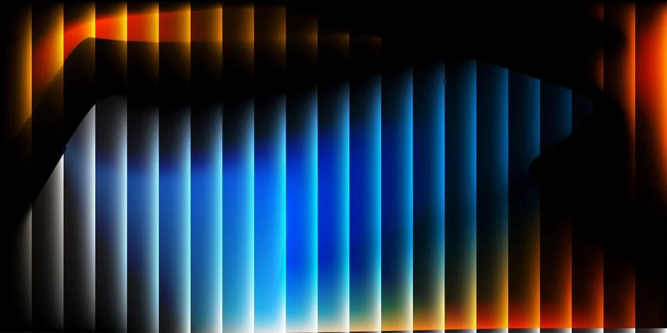 Abstract digital background with vertical blue and orange glowing light bar.. Illustrazione stock
