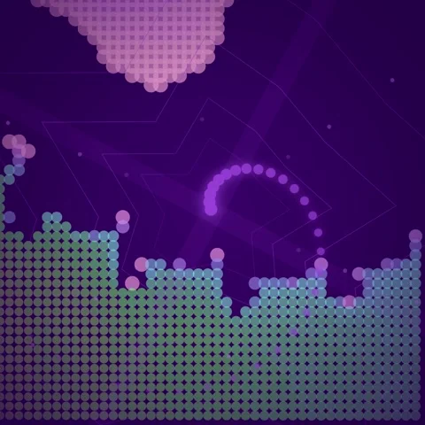 Abstract digital background with vibrant purple and green pixel dot pattern Stock Footage 345689126