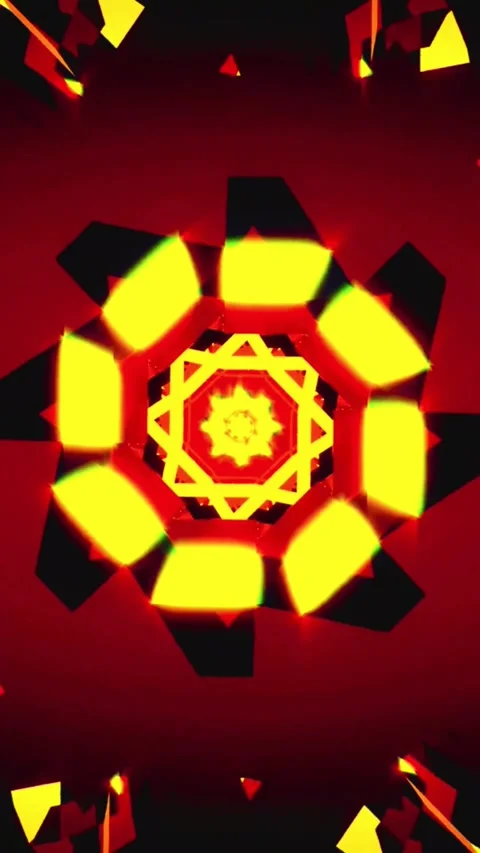 Abstract digital background with vibrant red yellow and black geometric shapes Video stock 347484923