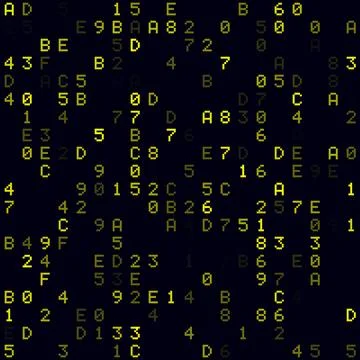 Abstract digital background. Yellow sparse hexademical background. Small si.. Illustrazione stock