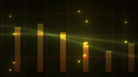 Abstract Digital Bar Chart Animation with Glowing Particles and Light Wave Stock Footage 344714692