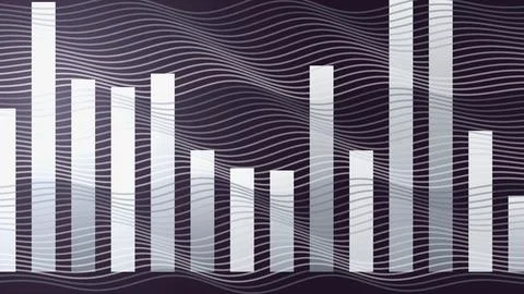 Abstract digital bar chart with glowing lines and dark background Stock Illustration