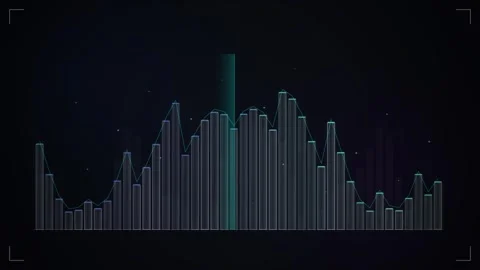 Abstract Digital Bar Graph Waveform Animation on Dark Background Stock Footage 346659715