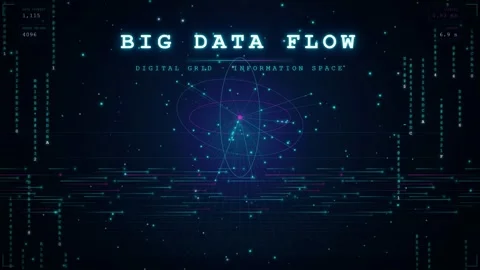 Abstract digital big data flow with glowing network connections and binary code Stock Footage 346204984