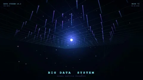 Abstract digital big data system with glowing blue light particles and Stock Footage 346204524