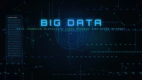 Abstract digital big data visualization with glowing blue network connections Stock Footage 345427594