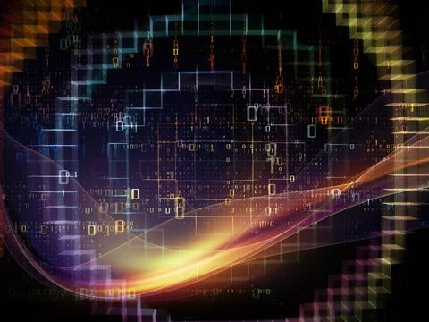 Abstract Digital Binary Code and Network Technology Background Stock Illustration
