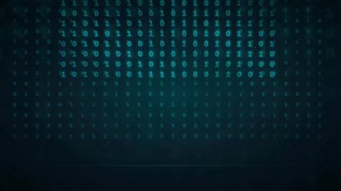 Abstract digital binary code background with glowing blue numbers flowing in a Stock Footage 336773116