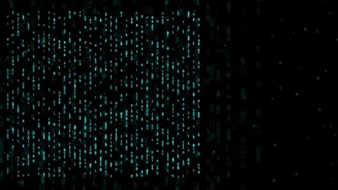 Abstract digital binary code background with glowing blue numbers flowing on a Stock Footage 336775410