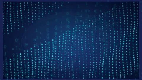 Abstract Digital Binary Code Background with Glowing Blue Numbers Flowing in a Stock Footage 336777875