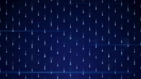Abstract Digital Binary Code Background with Glowing Blue Data Streams and Stock Footage 336778881