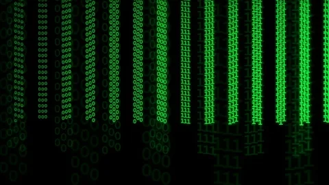 Abstract digital binary code background with falling green numbers and data Stock Footage 336779760