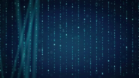 Abstract Digital Binary Code Background with Falling Blue Numbers and Data Stock Footage 336780076