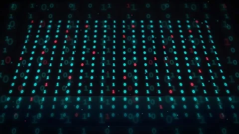 Abstract Digital Binary Code Background with Glowing Blue and Red Data Streams Stock Footage 336780904