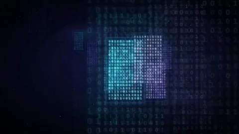 Abstract Digital Binary Code Background with Glowing Blue Data Blocks and Cyber Stock Footage 339318454