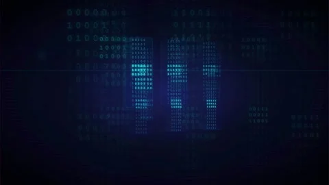 Abstract Digital Binary Code Background with Glowing Blue Data Streams and Stock Footage 339318518