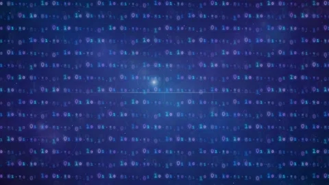 Abstract digital binary code background with flowing blue data streams and Stock Footage 339318656