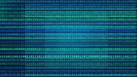 Abstract digital binary code background with scrolling blue data streams for Stock Footage 339318699