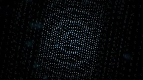 Abstract Digital Binary Code Background with Glowing Blue Data Particles and Stock Footage 339319077