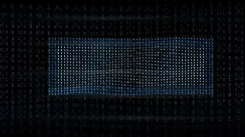 Abstract Digital Binary Code Background with Glowing Blue Data Frame and Matrix Stock Footage 339319531
