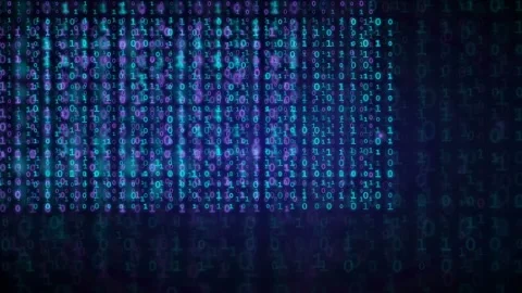 Abstract digital binary code background with flowing blue and purple data Stock Footage 339319892
