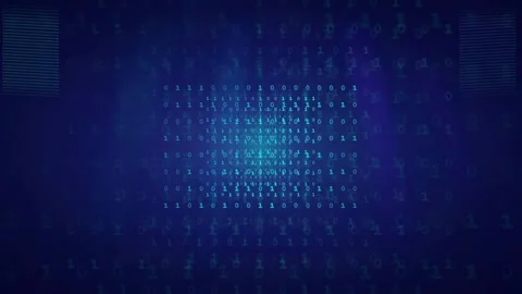 Abstract Digital Binary Code Background with Glowing Blue Light and Data Stream Stock Footage 339321601
