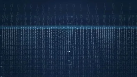 Abstract Digital Binary Code Background with Falling Data Streams and Blue Stock Footage 339322213