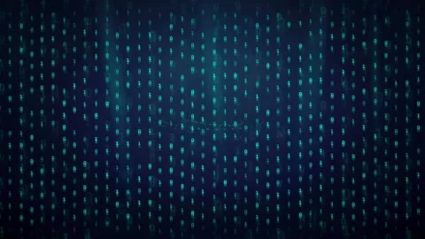 Abstract digital binary code background with flowing blue data streams and Stock Footage 339322261