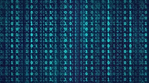 Abstract Digital Binary Code Background with Glowing Blue Numbers Scrolling in Stock Footage 339322829
