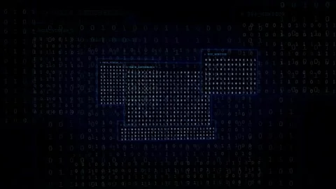 Abstract Digital Binary Code Background with Glowing Data Blocks and Matrix Stock Footage 339323218