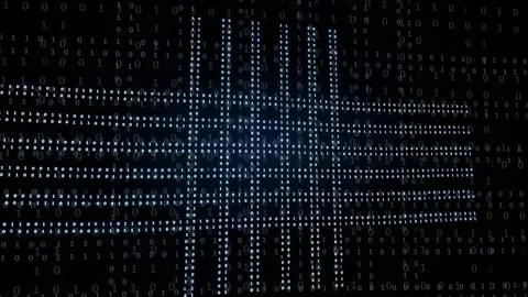 Abstract Digital Binary Code Background with Blue Glowing Data Streams and Stock Footage 339324116